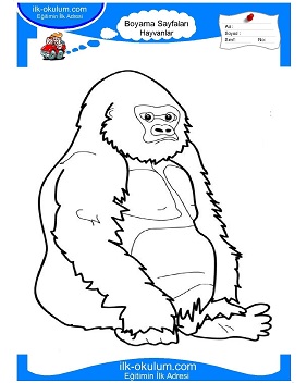 Çocuklar İçin Goril Boyama Sayfaları 